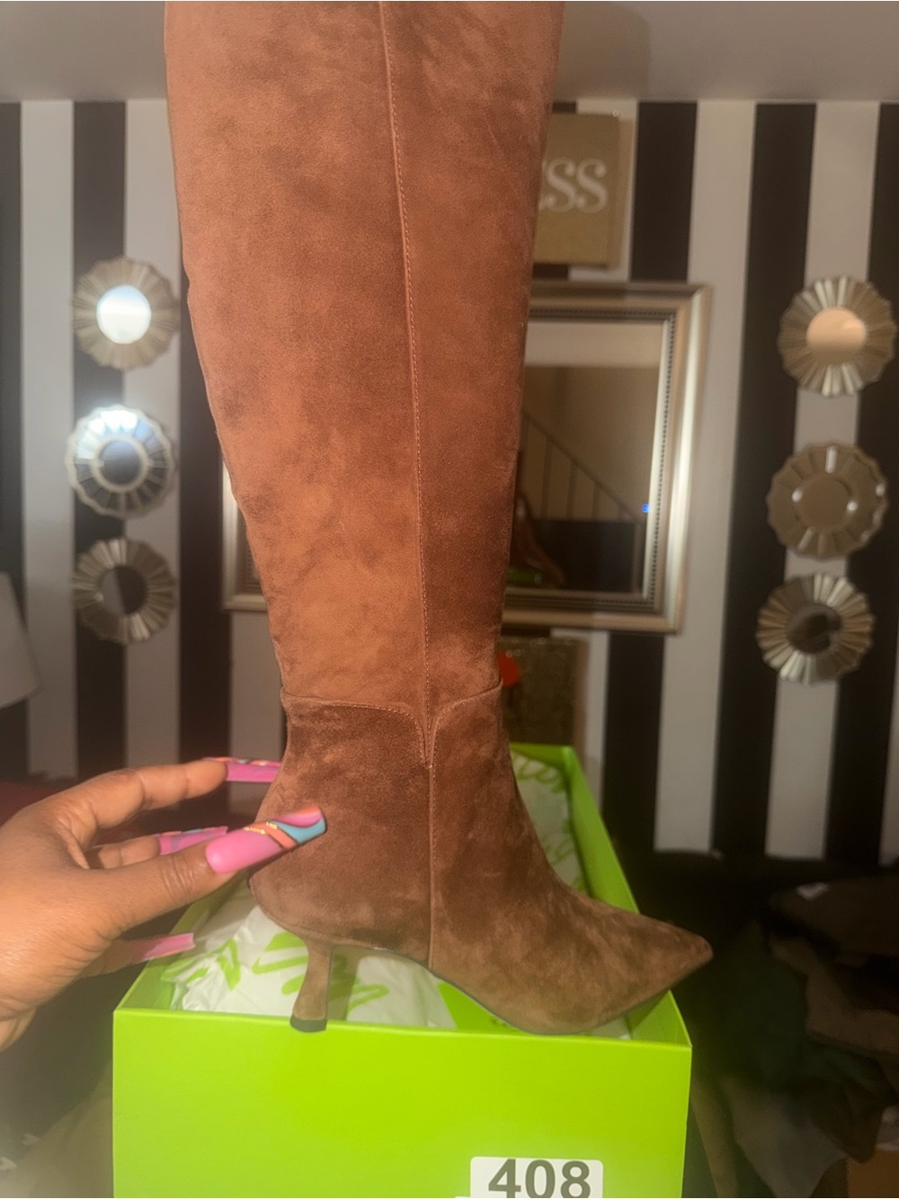 Sam Edelman Brown Suede Over-the-Knee Pointed-Toe Boots